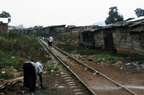 scene railway Namuwongo slums, Kampala