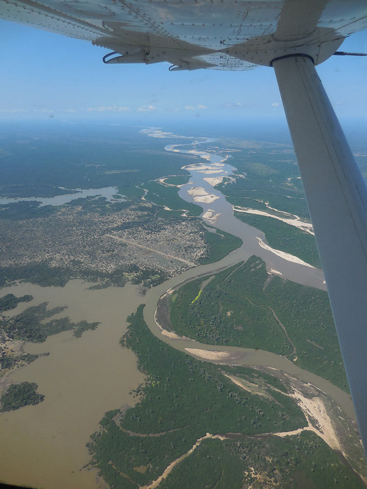 aerial view Rufiji river, Selous game reserve. Coastal Aviation