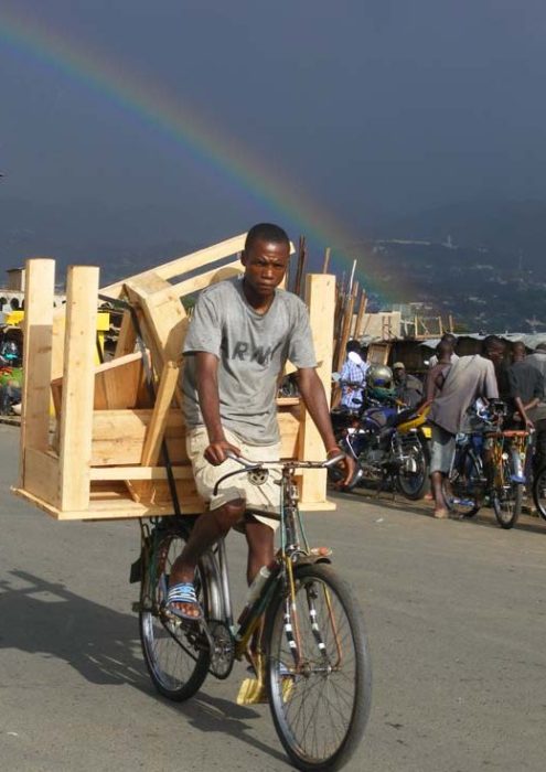 Burundi travel blog Bujumbura rainbow man on bike Burundi travel blog Bujumbura rainbow man on bike