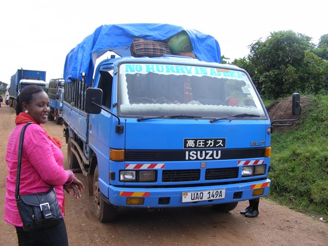 No hurry in Africa. bus from Kampala to Kigali