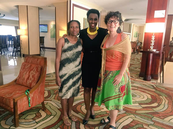 Dr Carmen Nibigira, Charlotte, Susan Muumbi. Kigali Serena Hotel, Rwanda