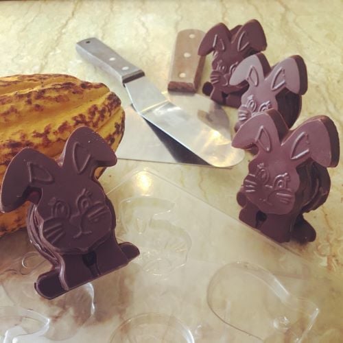 chocolate bunny Easter workshop at moonbean chocolate Kampala