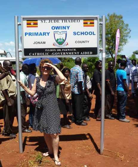 Diary of a Muzungu in the security line for the solar eclipse viewing at Owiny Primary School, Pokwero, Uganda Diary of a Muzungu Pokwero sign Uganda solar eclipse