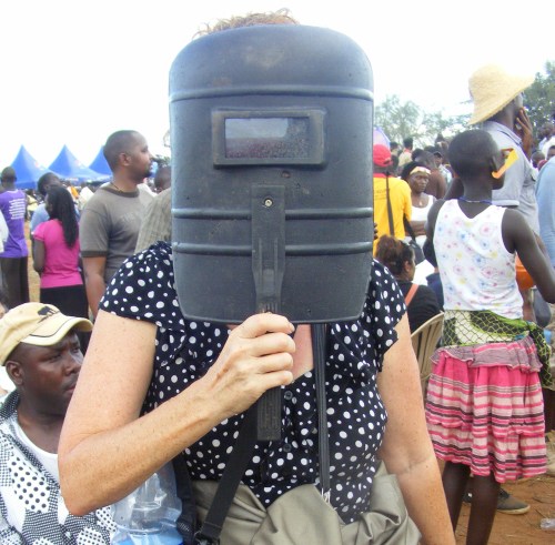 "Now you see me .... now you don't" protective welder's mask courtesy of Patrick Okaba, Daily Monitor journalist from Nebbi Eclipse Pokwero Murchison Falls