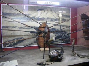 The Uganda Museum contains historical and cultural artefacts - and even the country's first printing press! display of spears at the Uganda Museum