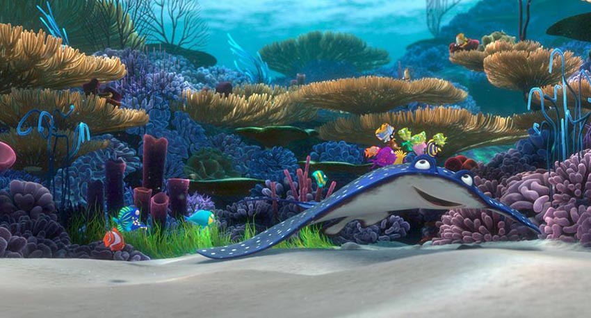 Bluespotted Ribbontail Ray. Scene from Finding Nemo
