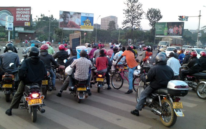 rush hour boda boda motorbikes Jinja Road Kampala. PHOTO Diary of a Muzungu