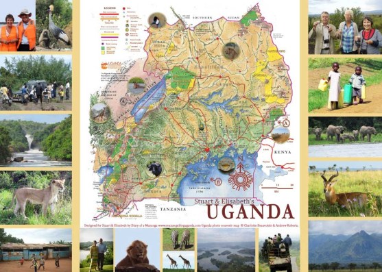 Uganda souvenir photo map Uganda souvenir map photo montage. Uganda travel blog